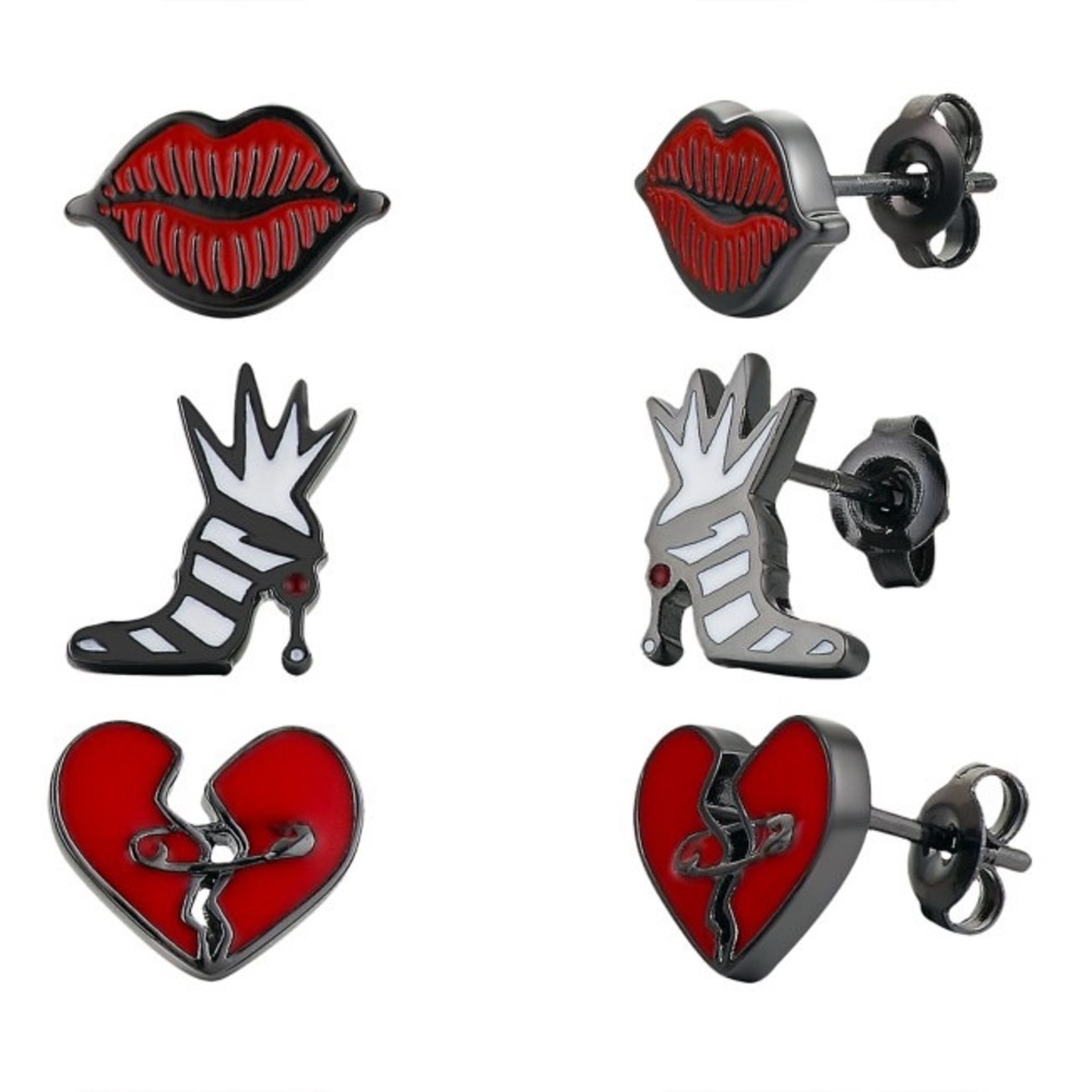 Disney LA Rocks Silver Plated Set of 3 Cruella Stud Earrings